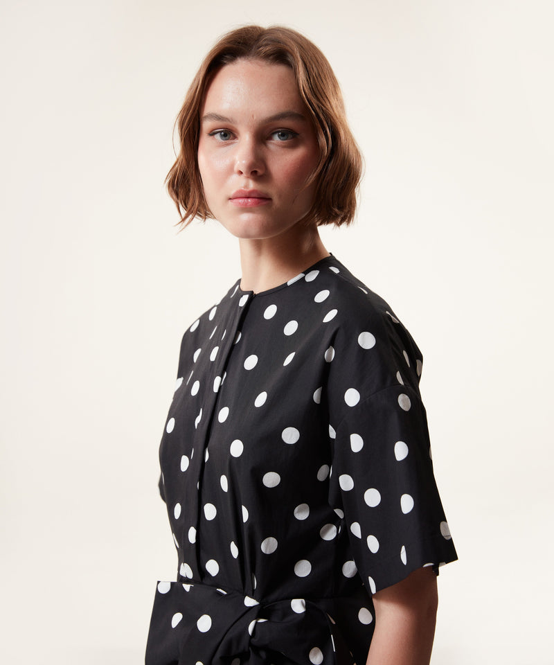 Machka Polka Dots Tie Detail Blouse Black