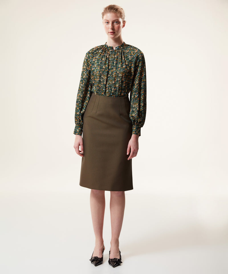 Machka Retro Pattern Blouse Green