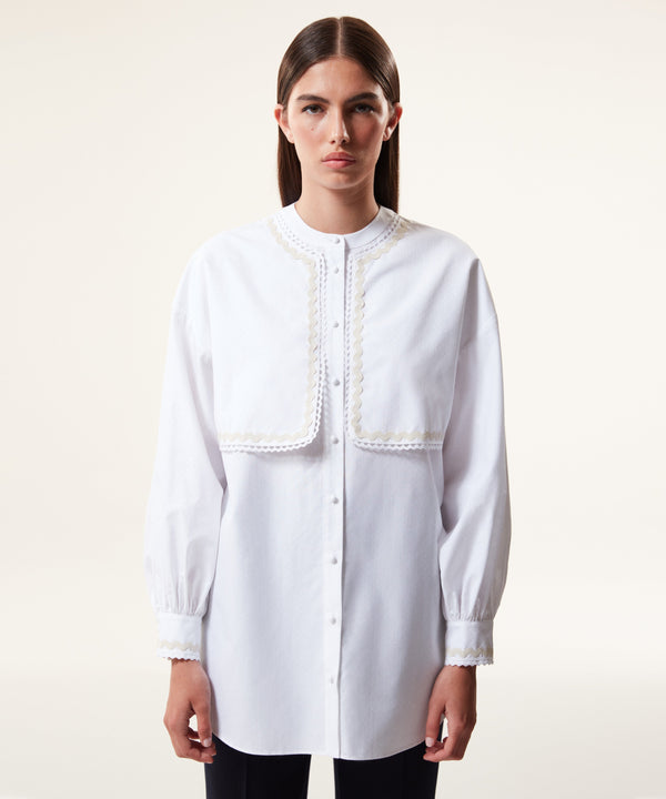 Machka Stripe Embroidered Poplin Blouse White