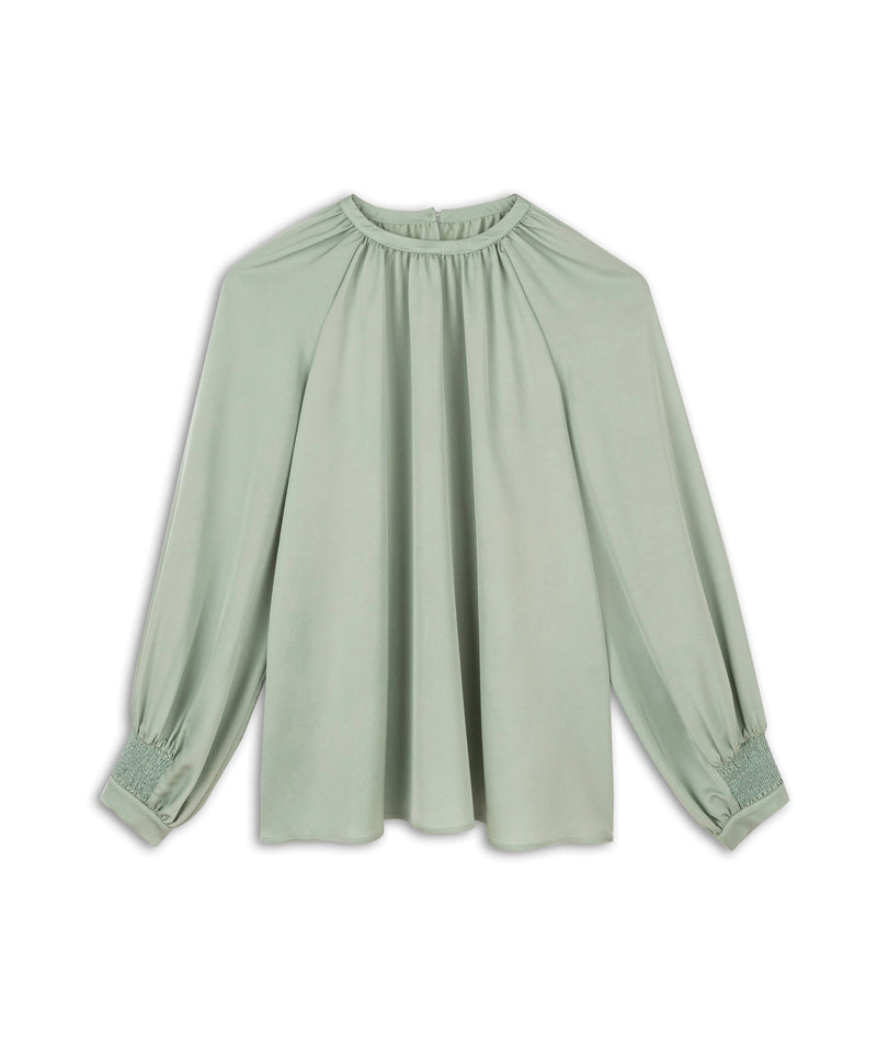 Machka Pleat Detailed Solid Blouse Light Green