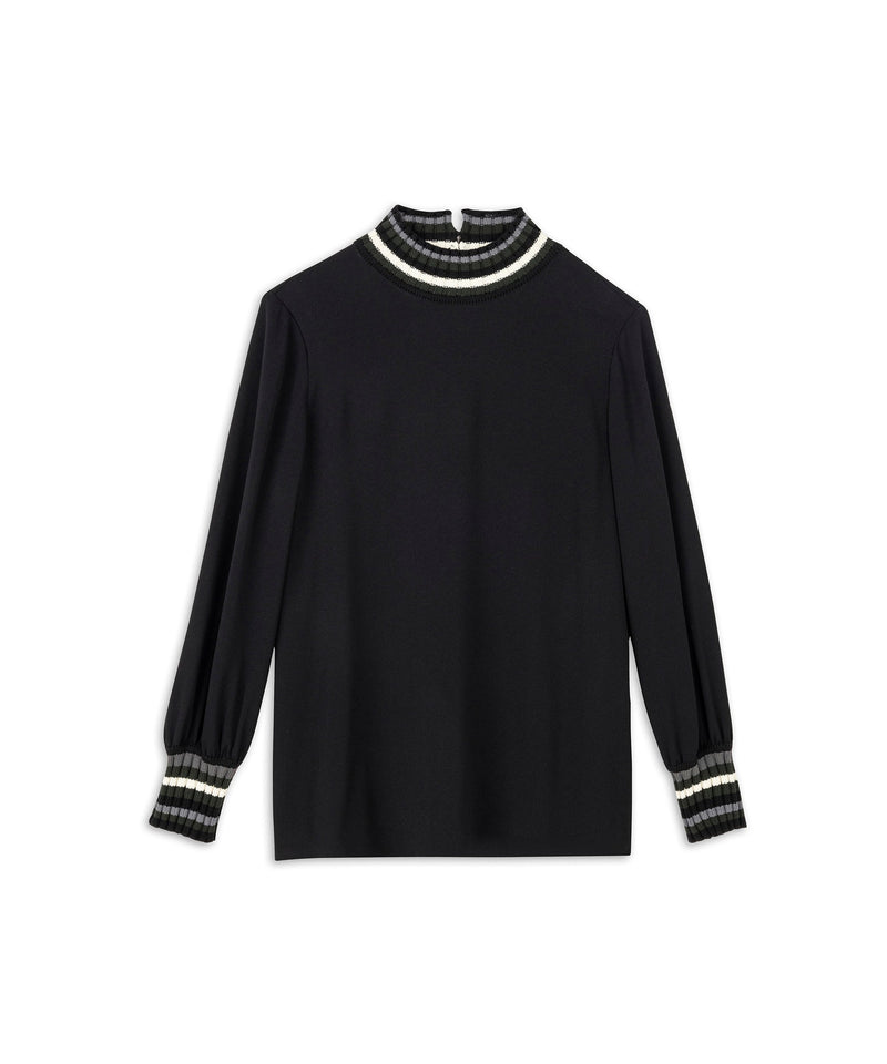 Machka Striped Detailed Blouse Black