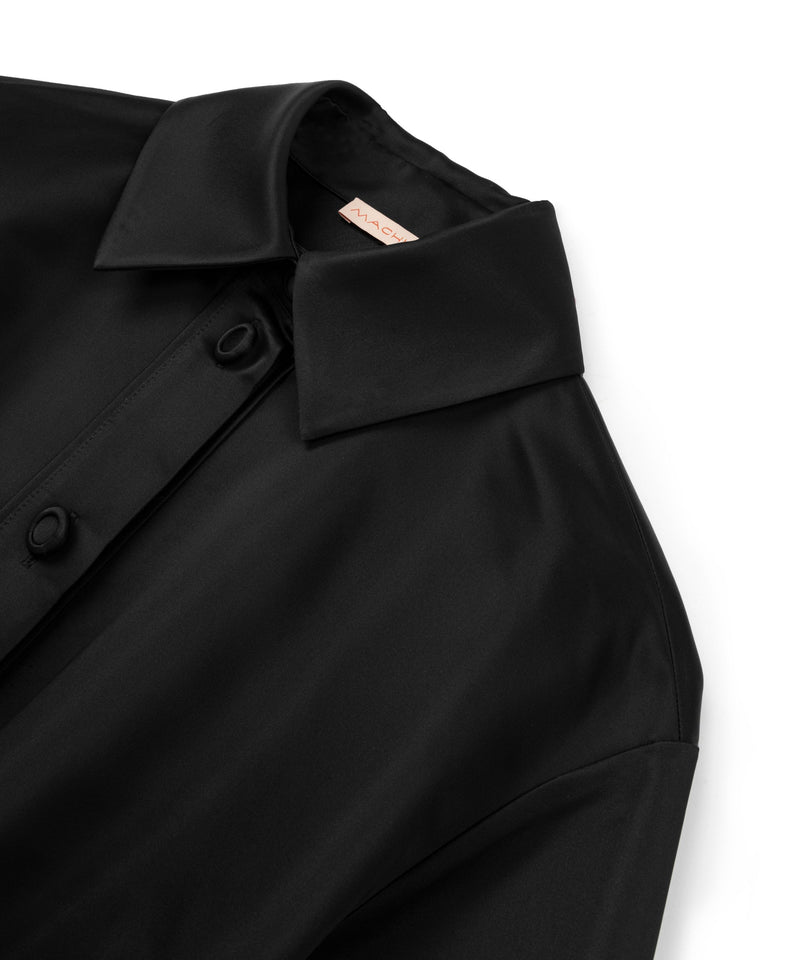 Machka Solid Belted Shirt Jacket Black