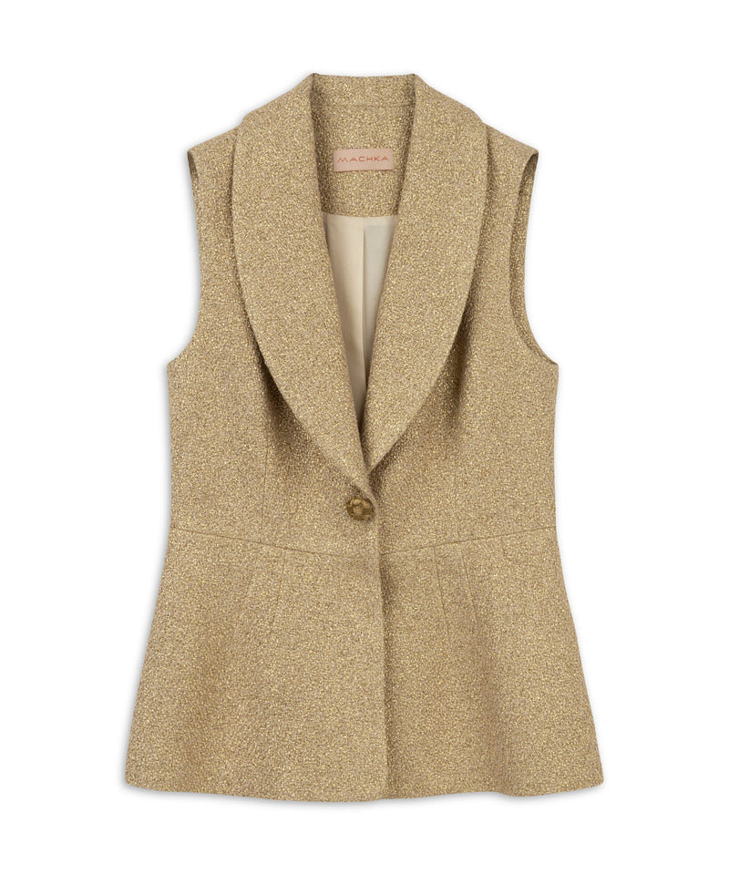 Machka Lurex Textured Jacket Vest Gold