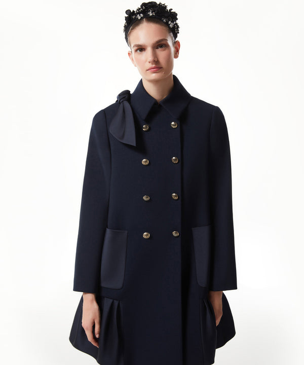 Machka Coat With Bow Accessory Navy Blue