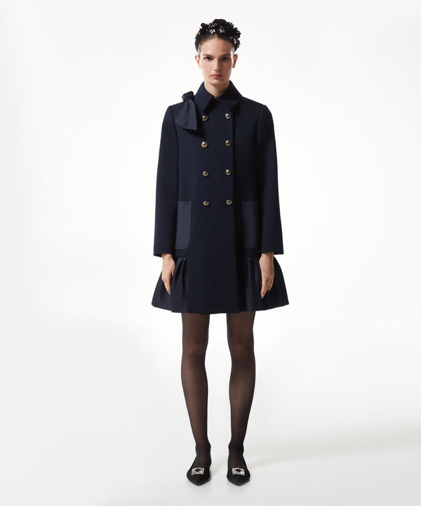 Machka Coat With Bow Accessory Navy Blue