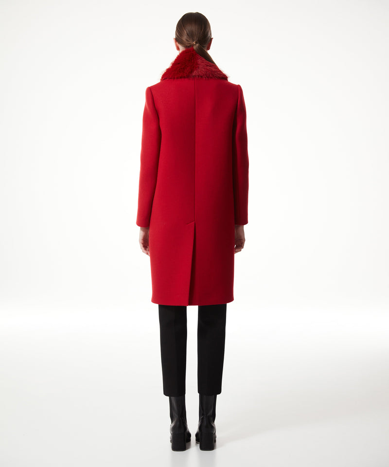 Machka Fur Garnished Coat Red