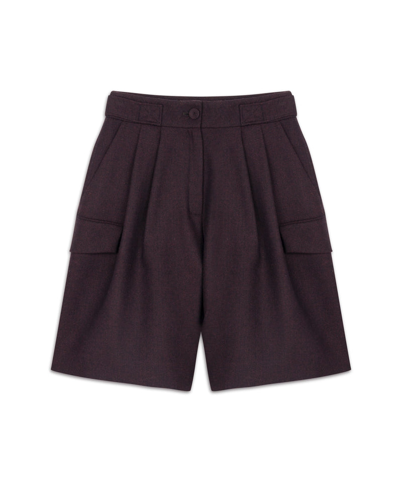 Machka Wool Blend Textured Shorts Bordoux