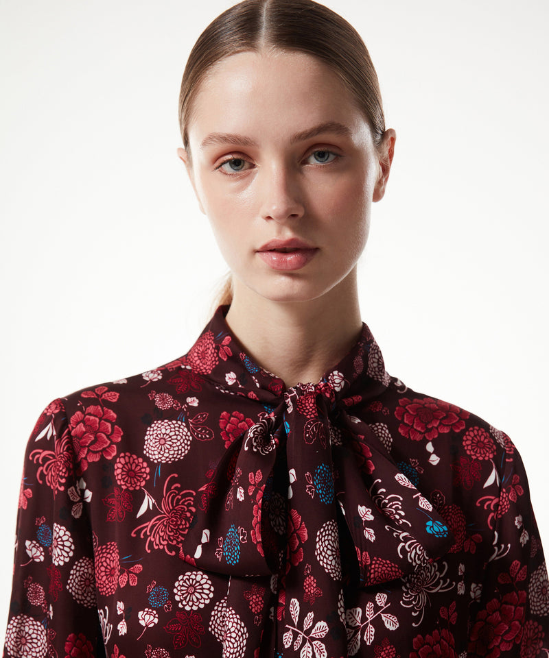 Machka Floral Pattern Scarf Blouse Bordoux