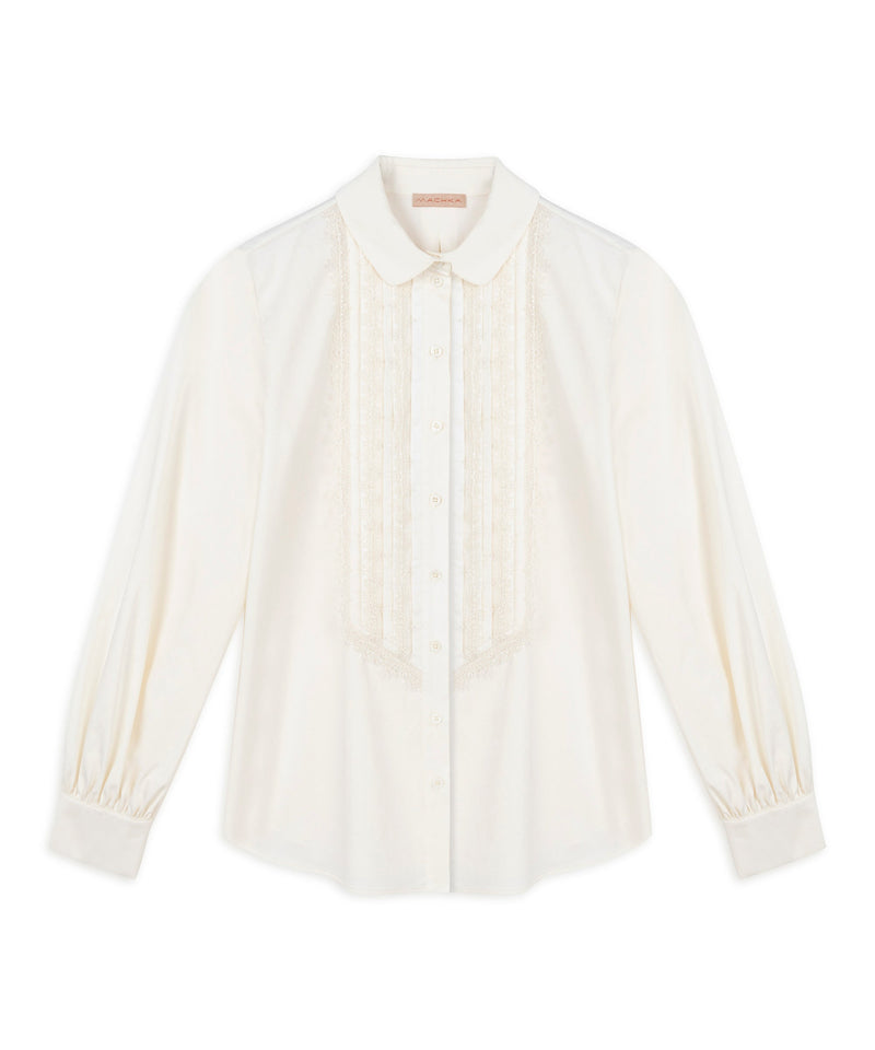 Machka Embroidered Poplin Shirt Off White