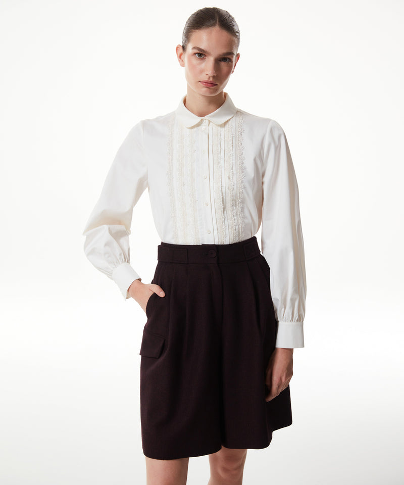 Machka Embroidered Poplin Shirt Off White