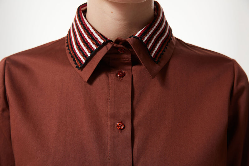 Machka Shirt With Removable Collar Brick