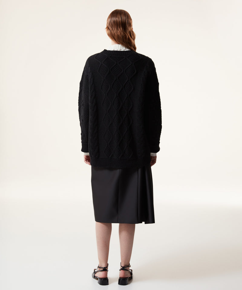 Machka Wool Blended Oversized Knitwear Black