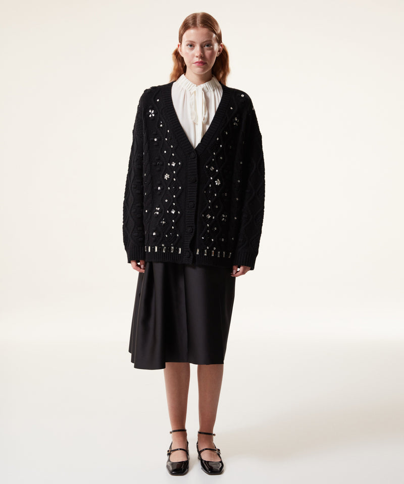 Machka Wool Blended Oversized Knitwear Black