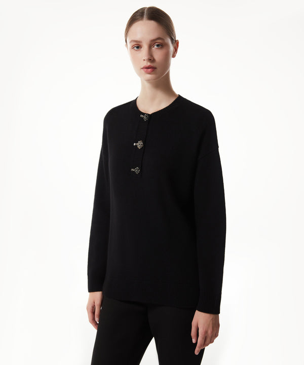 Machka Wool Knitwear With Decorative Buttons Black