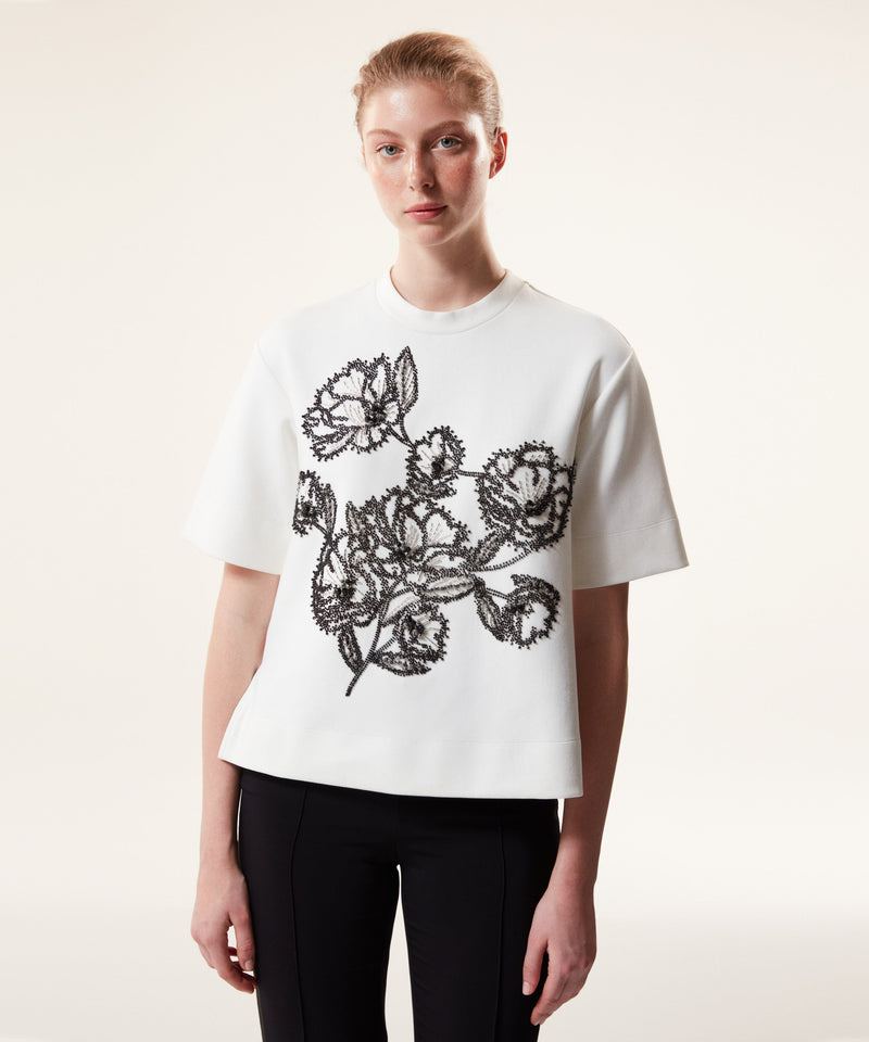 Machka Bead-Embroidered T-Shirt White