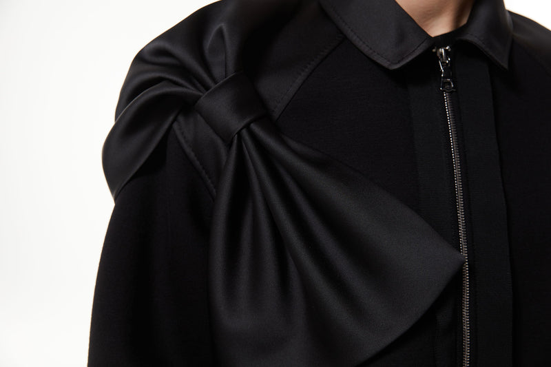 Machka Bow Detailed Solid Sweatshirt Black