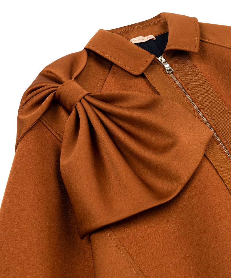 Machka Bow Detailed Solid Sweatshirt Bronze