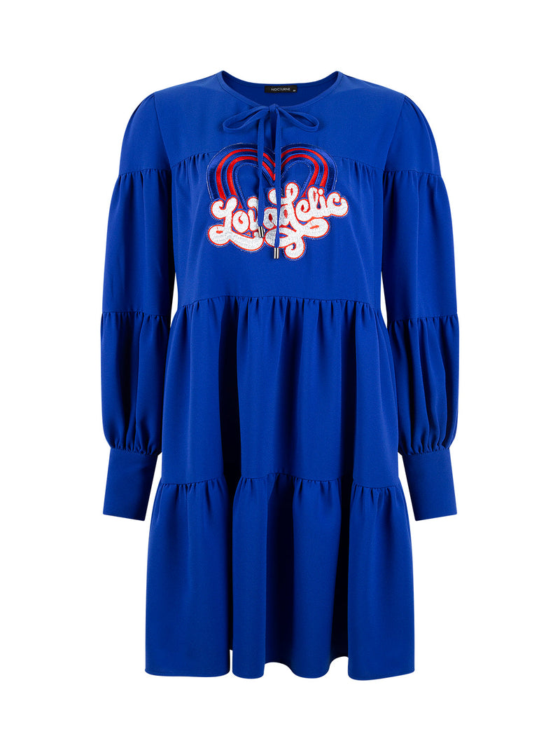 Nocturne Embroidered Detail Tunic Blouse Blue