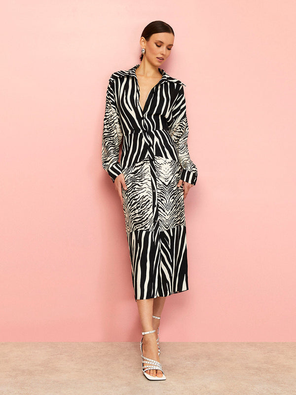 Nocturne Zebra Print Shirt Dress Varyant