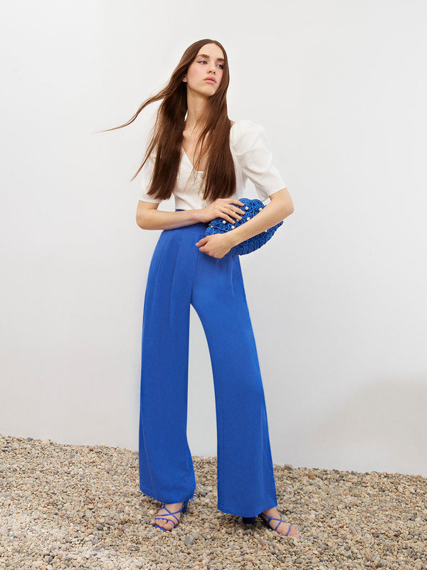 Nocturne Wide Leg Linen Pants Sax