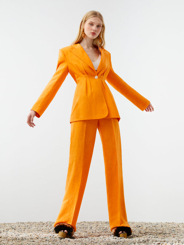 Nocturne Wide Leg Linen Pants Orange