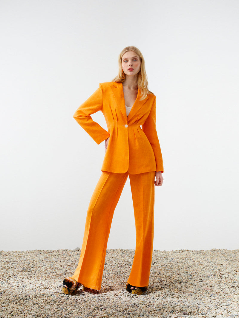 Nocturne Linen Jacket With Back Detail Orange