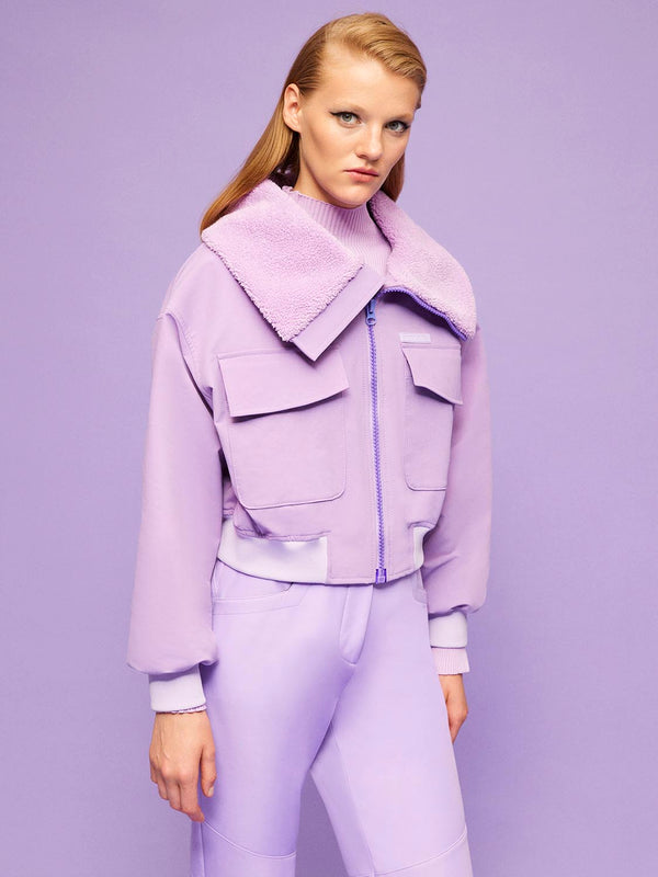 Nocturne High Collar Cropped Jacket Violet