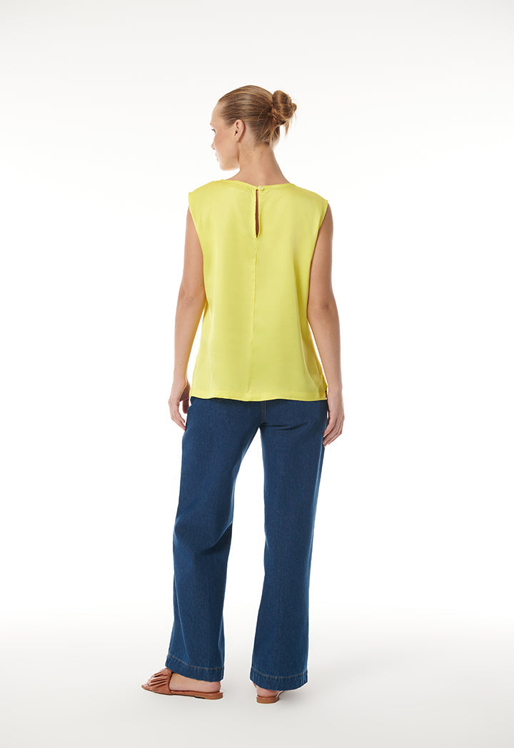 Choice Sleeveless Round Neck Top Yellow