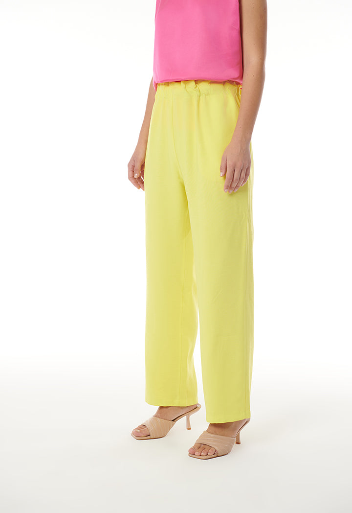 Choice Gathered Waist Wide Leg Pants Yellow