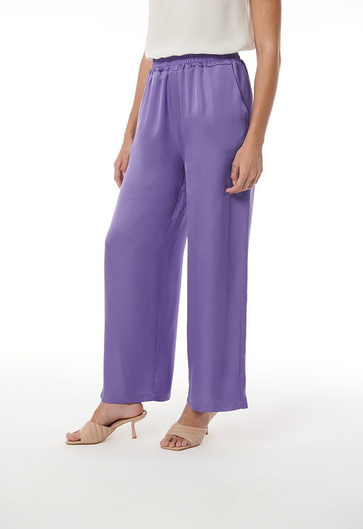 Choice Trendy Elasticated Waistband Pants Purple