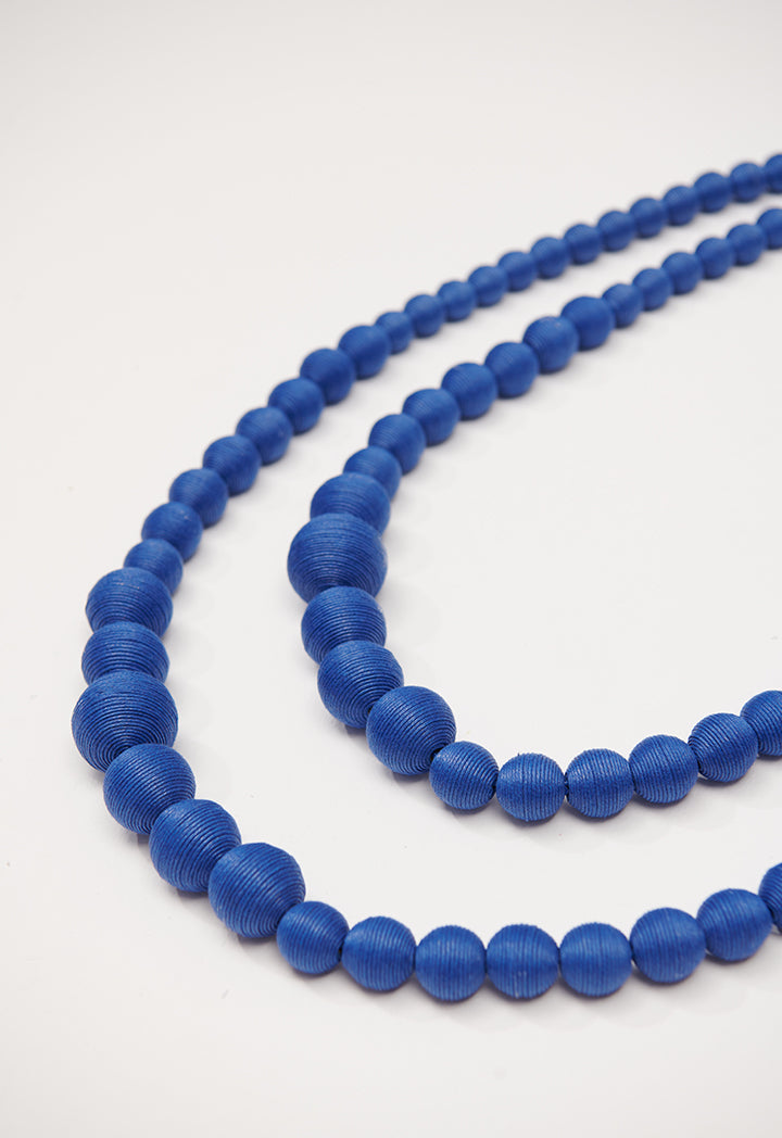 Choice Two Layer Round Pearl Necklace Blue