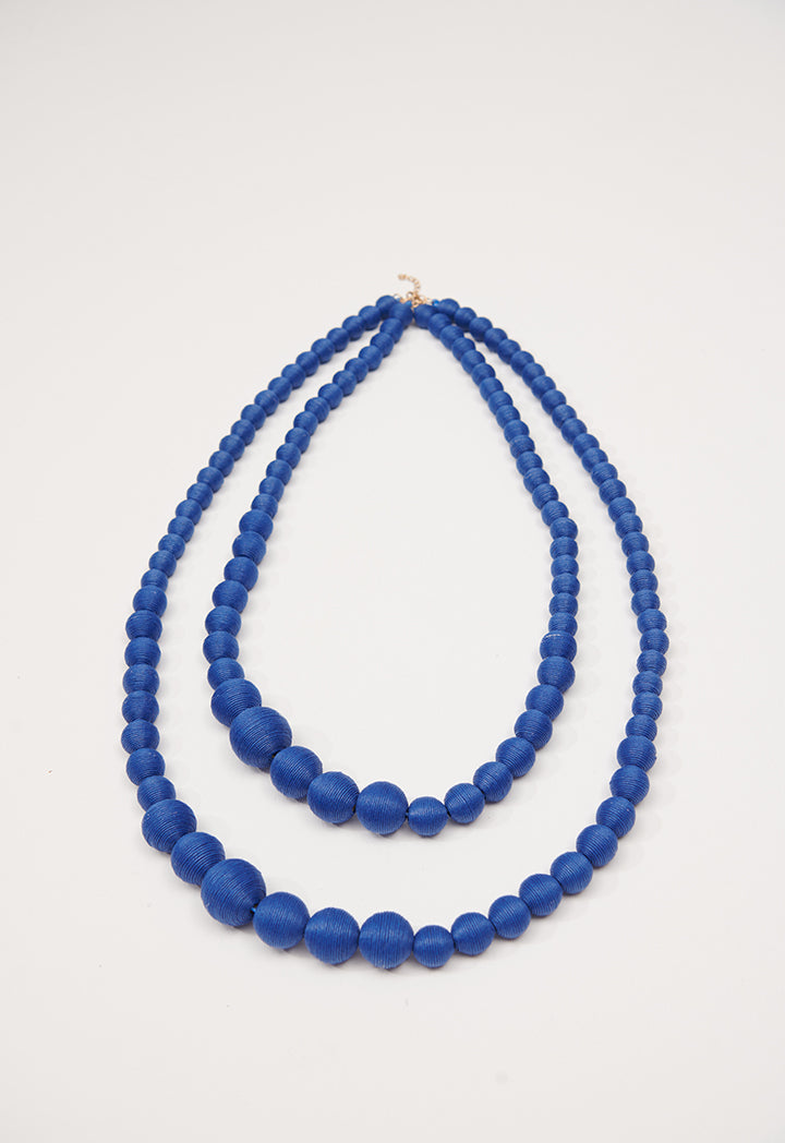 Choice Two Layer Round Pearl Necklace Blue