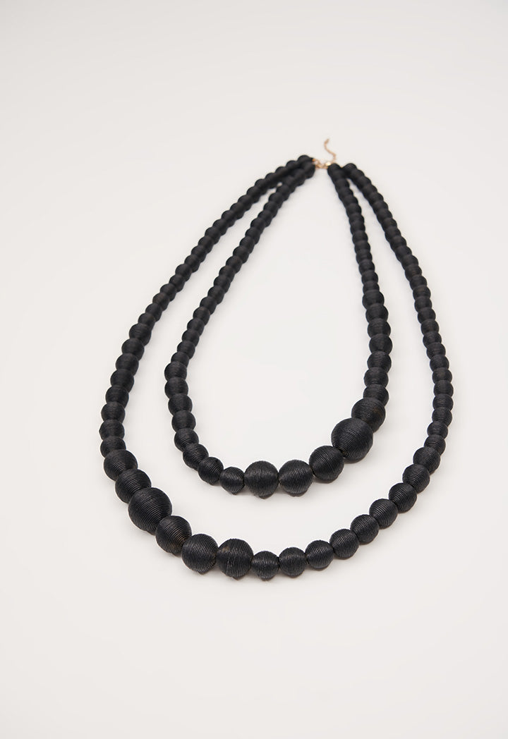 Choice Two Layer Round Pearl Necklace Black