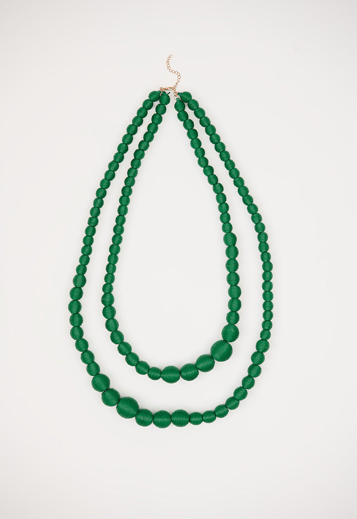 Choice Two Layer Round Pearl Necklace Green