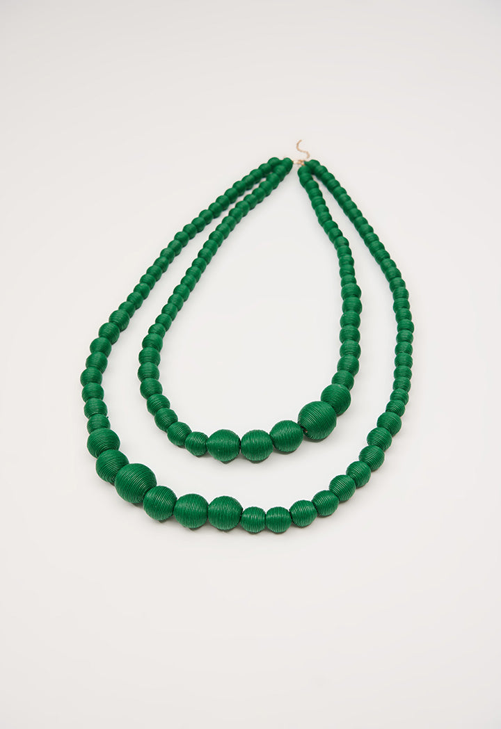 Choice Two Layer Round Pearl Necklace Green