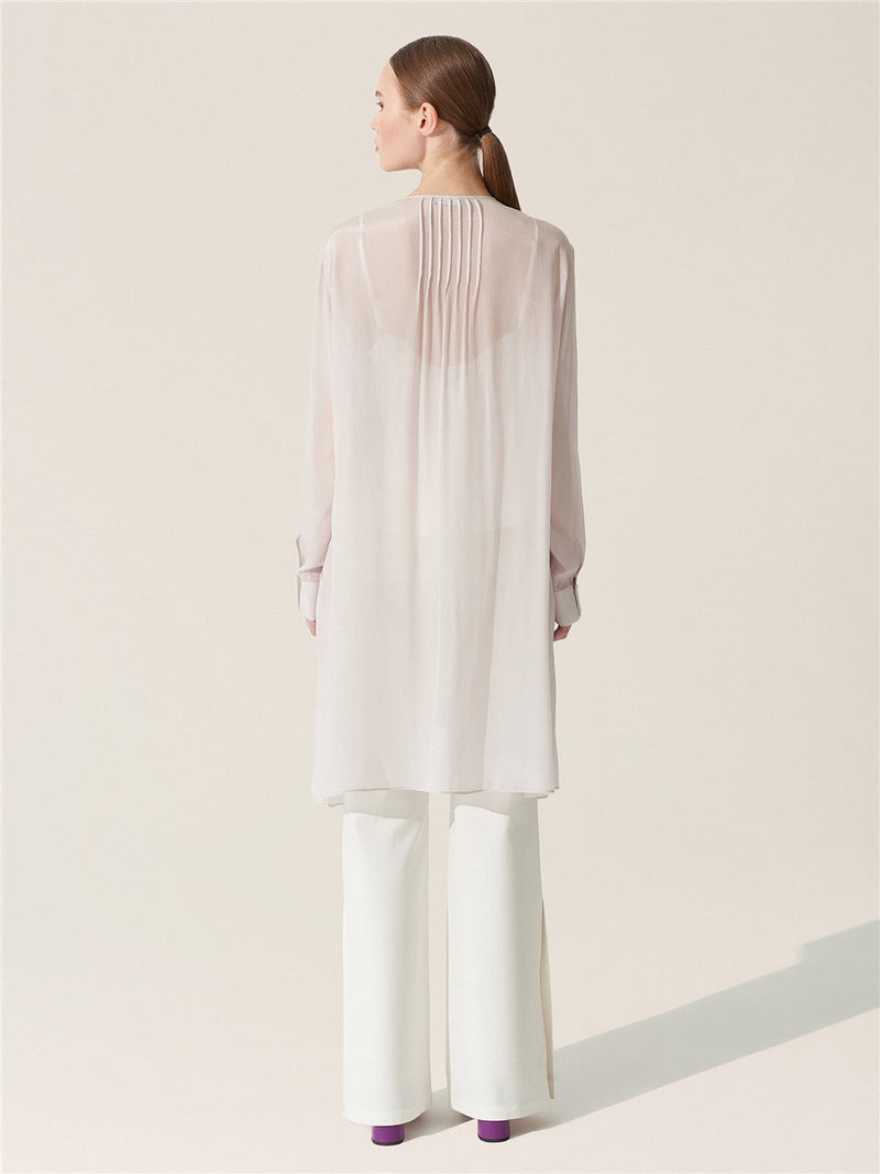 Baqa Tie Detail Sheer Blouse Lilac