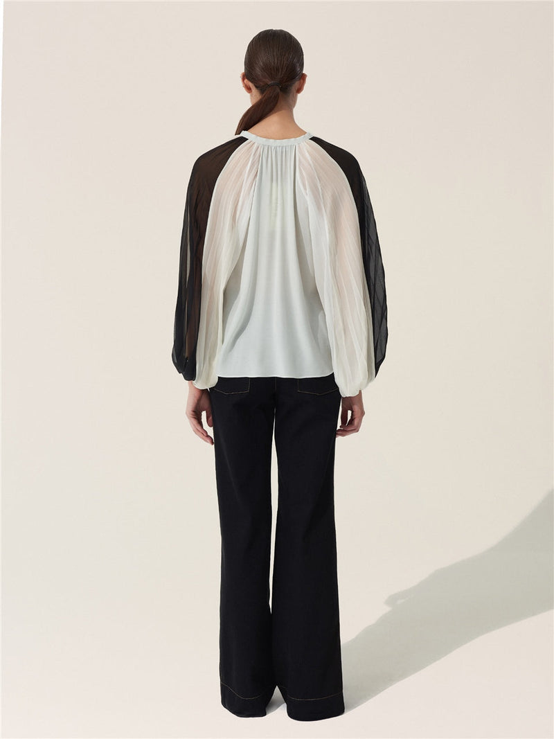 Baqa Pleated Balloon Sleeve Blouse Mint