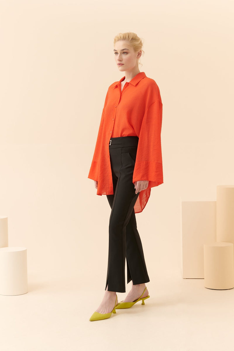 Roman Solid Oversized Tunic Shirt Orange