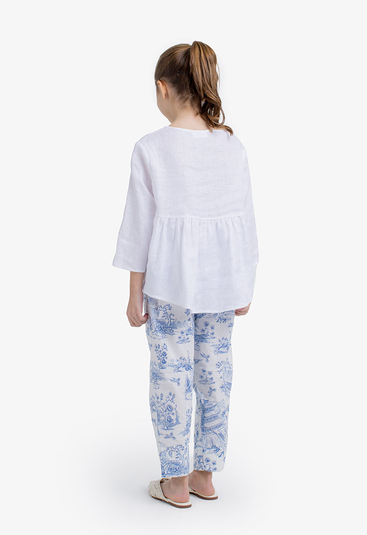 Choice Kids Solid Crew Collar Blouse  Offwhite