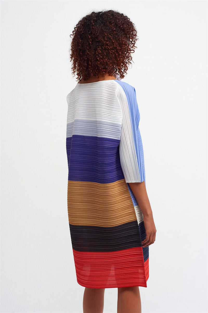 Nu Color Block Pleated Dress Multicolor