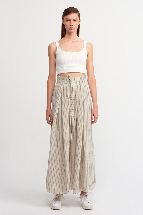 Nu Striped Palazzo Trouser Sand