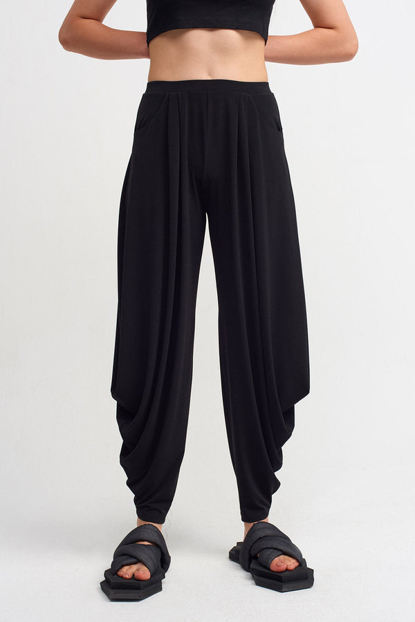 Nu Draped Detail Trouser Black