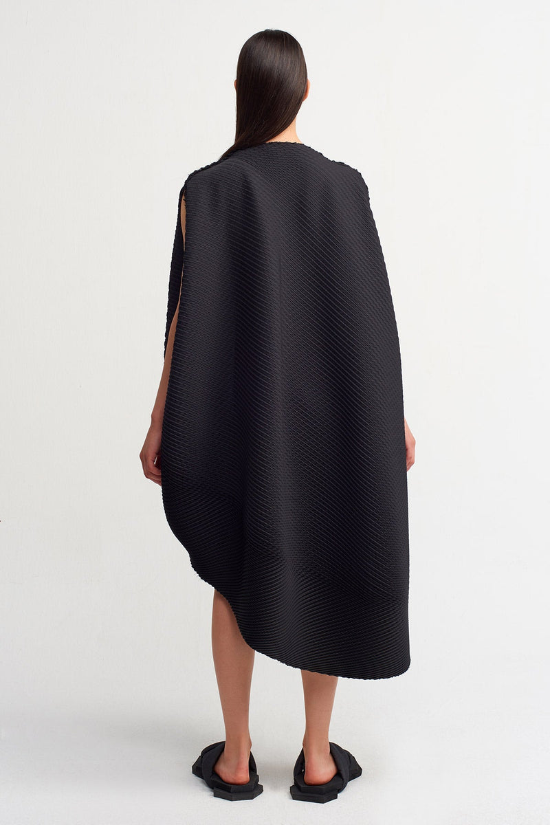 Nu Asymmetrical Pleated Dress Black