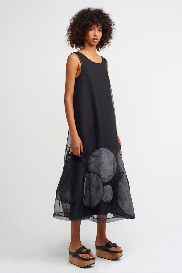 Nu Patch Detail Organza Dress Black