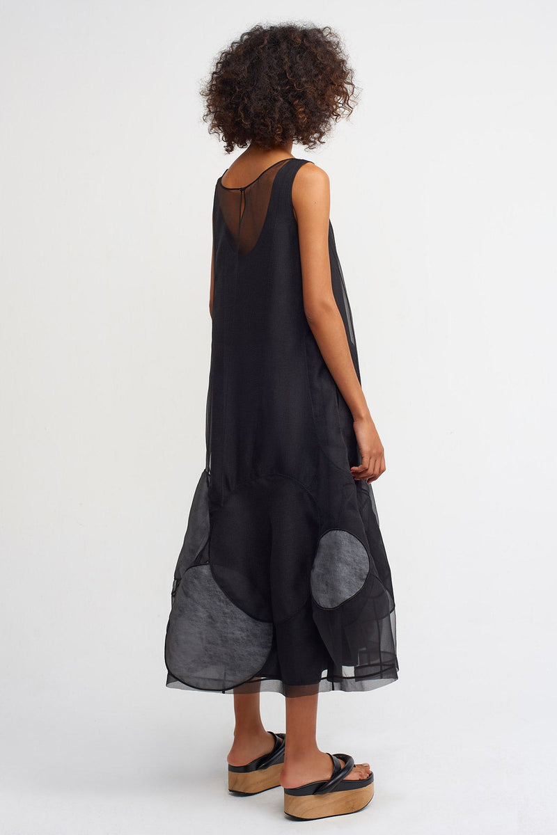 Nu Patch Detail Organza Dress Black