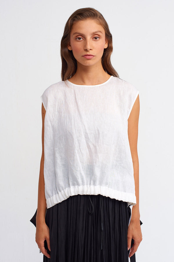 Nu Color Block High Low Blouse Offwhite/Black