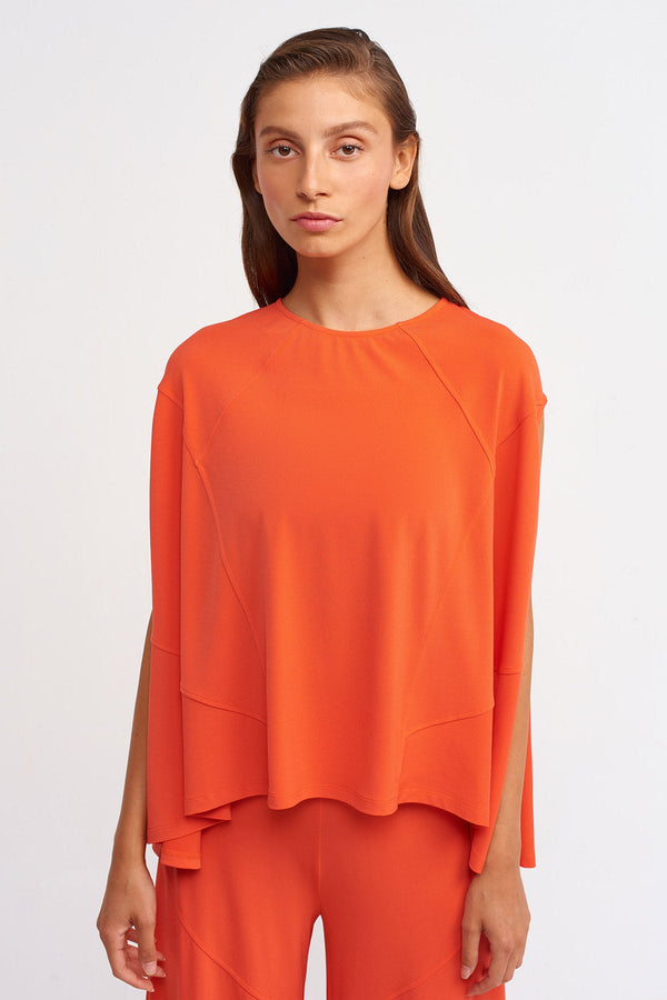 Nu Sleeveless Stitched Detail Blouse Orange