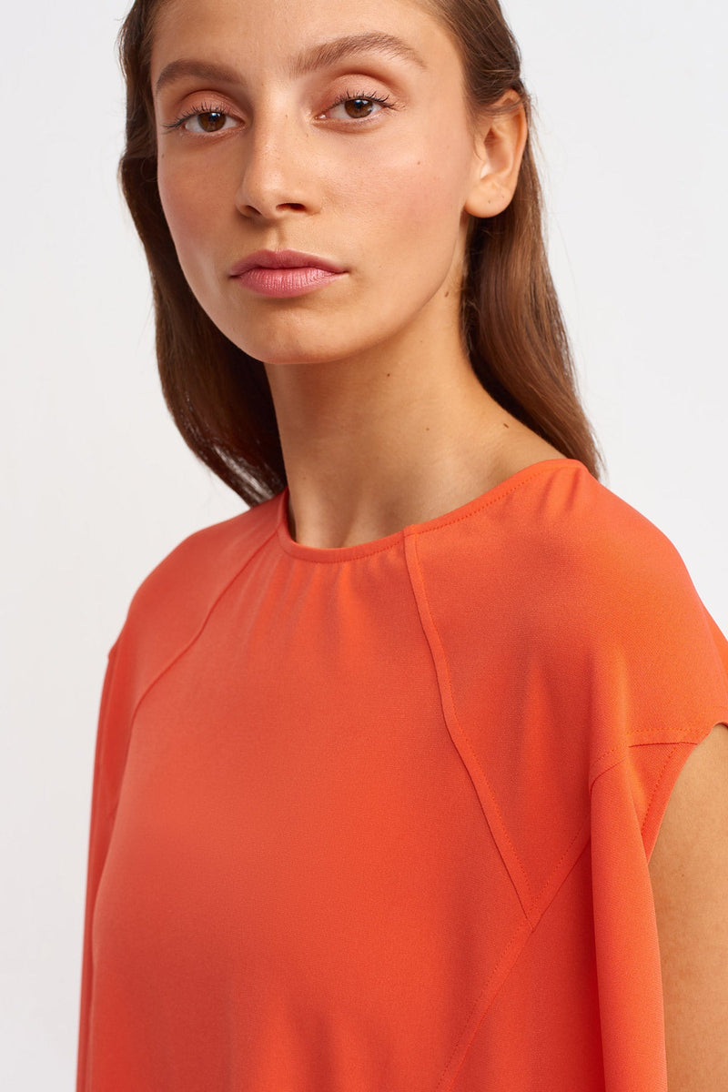 Nu Sleeveless Stitched Detail Blouse Orange