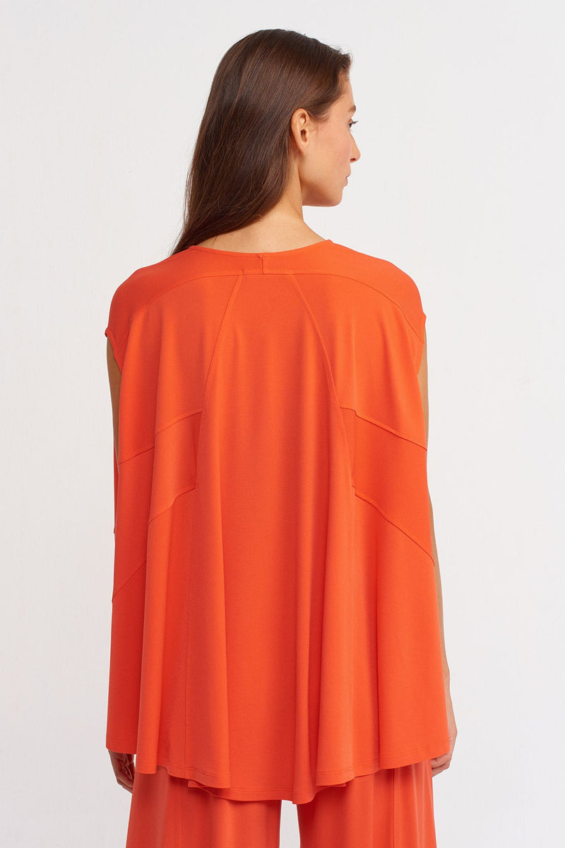 Nu Sleeveless Stitched Detail Blouse Orange