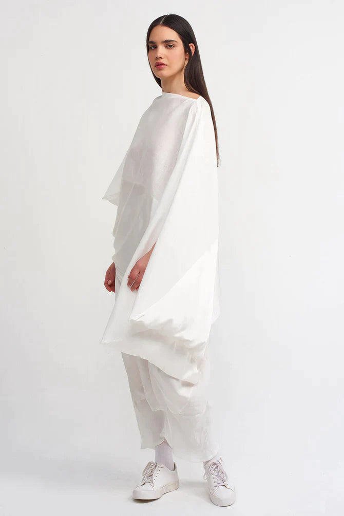 Nu Solid Asymmetrical Blouse Off White